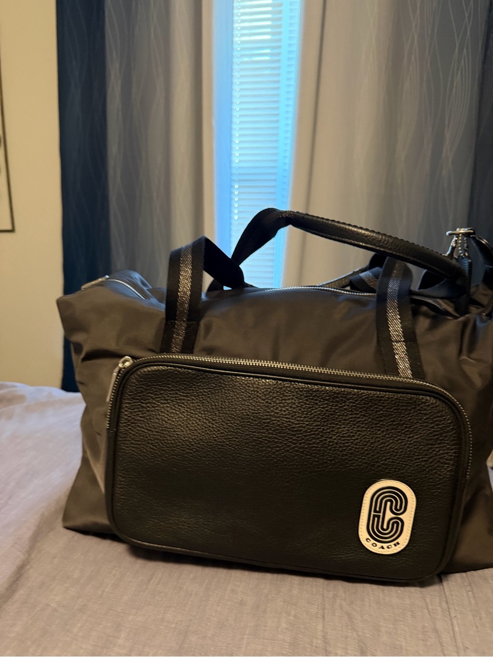 Coach Black Nylon & Leather Travel Duffel with Silver Hardware - Picture 2 of 9